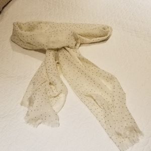 Cream color scarf with silver polka dots